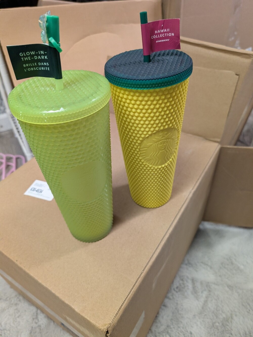 Starbucks Lime and Yellow Studded Reusable Tumblers with Straws